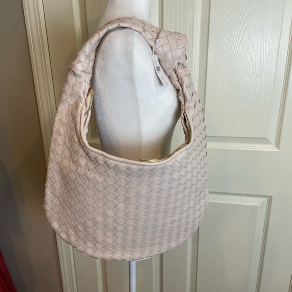 Melie Bianco Handbags - New Melie Blanco Taupe  Woven Hobo laptop Bag
